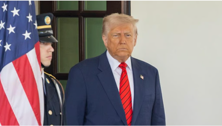 Donald Trump beside the US Capitol in a 2026 midterm elections graphic about his $5,000 pledge 2026 US Midterm Elections